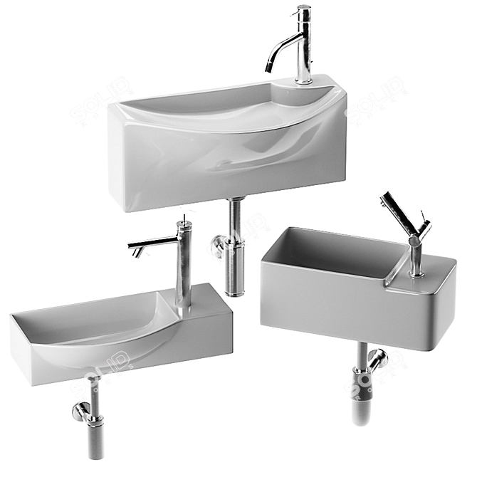 Contemporary Wash Basin Set 3D model image 11