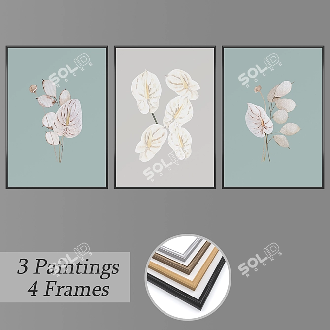 Elegant Wall Art Set 3D model image 1