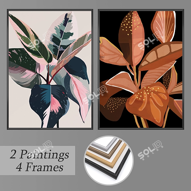 Elegant Wall Art Set with Multiple Frame Options 3D model image 1