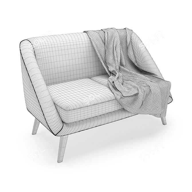 Mid-Century Modern Loveseat 3D model image 5