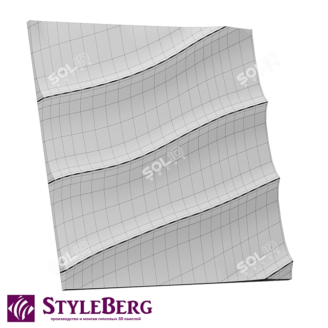 Wave 3D Gypsum Panel - StyleBerg 3D model image 3
