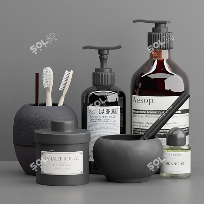 Modern Bath Set with Textures 3D model image 2