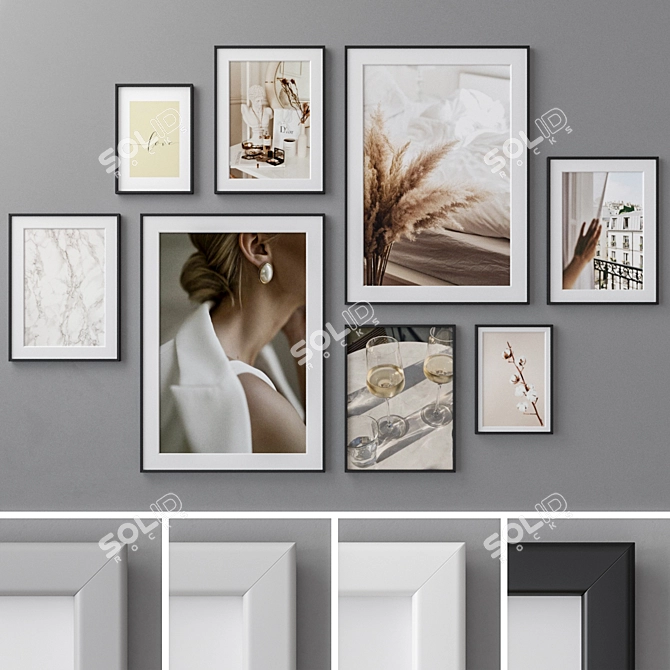 Multi-Size Photo Frames Set 3D model image 1