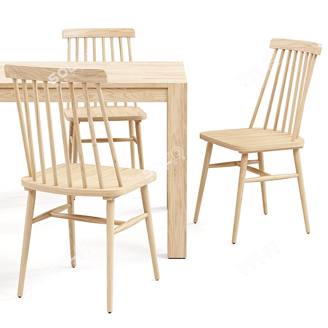 Sleek and extendable dining set: Tressia chair and Isbel table 3D model image 2