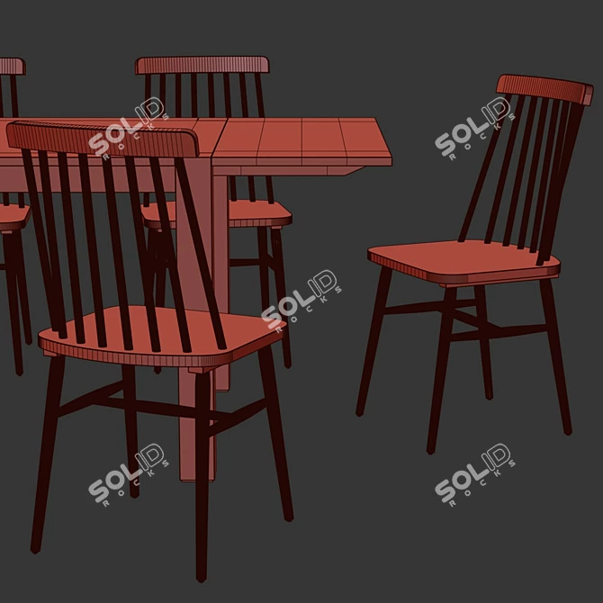 Sleek and extendable dining set: Tressia chair and Isbel table 3D model image 3