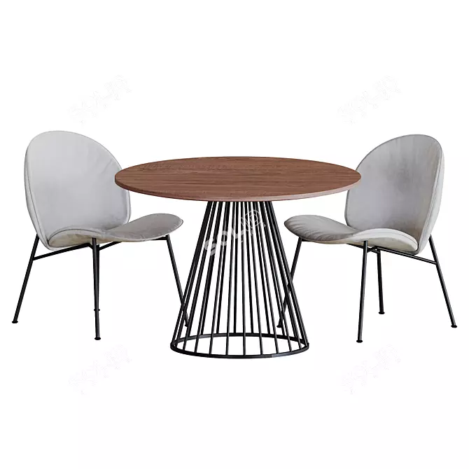 Elegant Liverpool Dining Set with OLA Chairs 3D model image 1