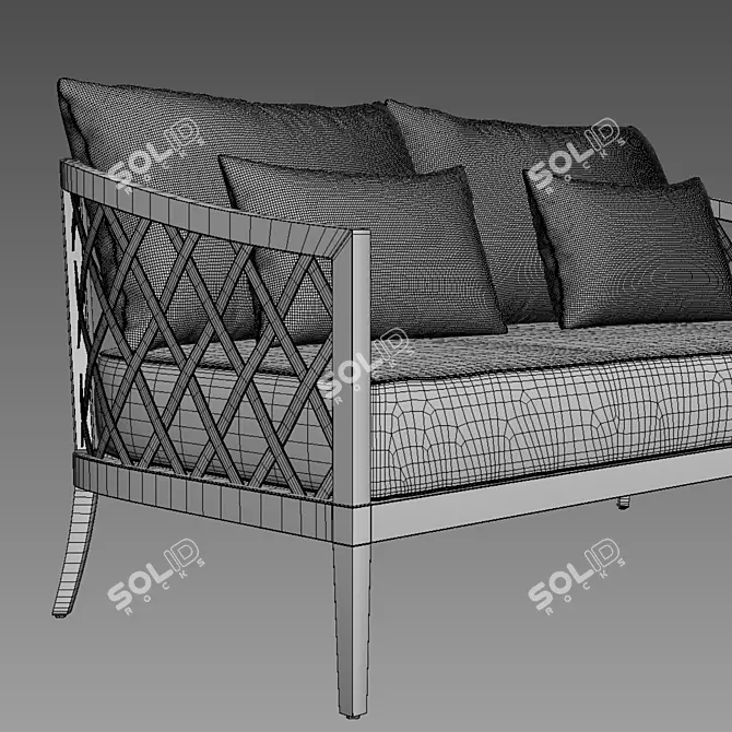 Sleek 60" Greystone Aluminum Sofa 3D model image 2