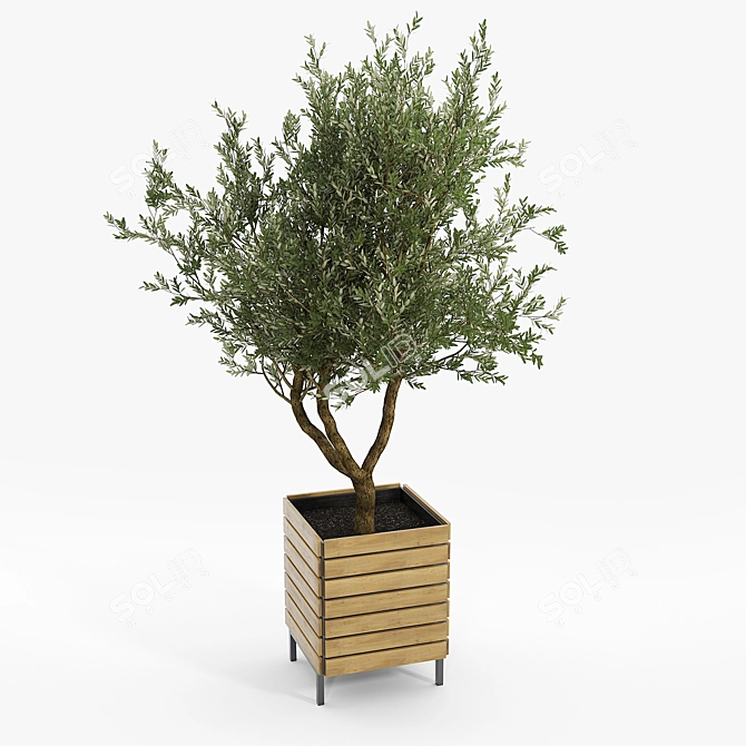 Elegant Jasper Rectangular Planter 3D model image 4