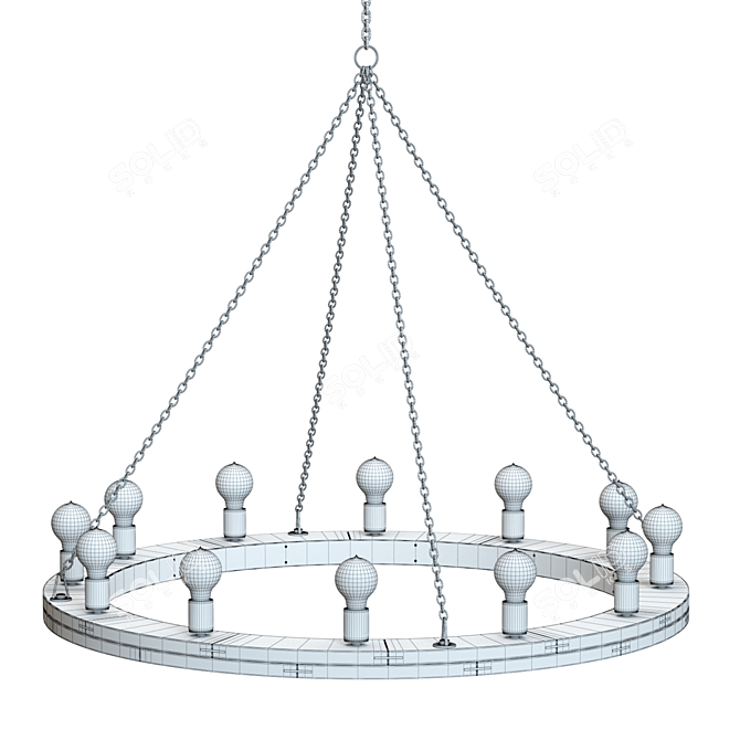 Elegant Wood Chandelier by Crate & Barrel 3D model image 3