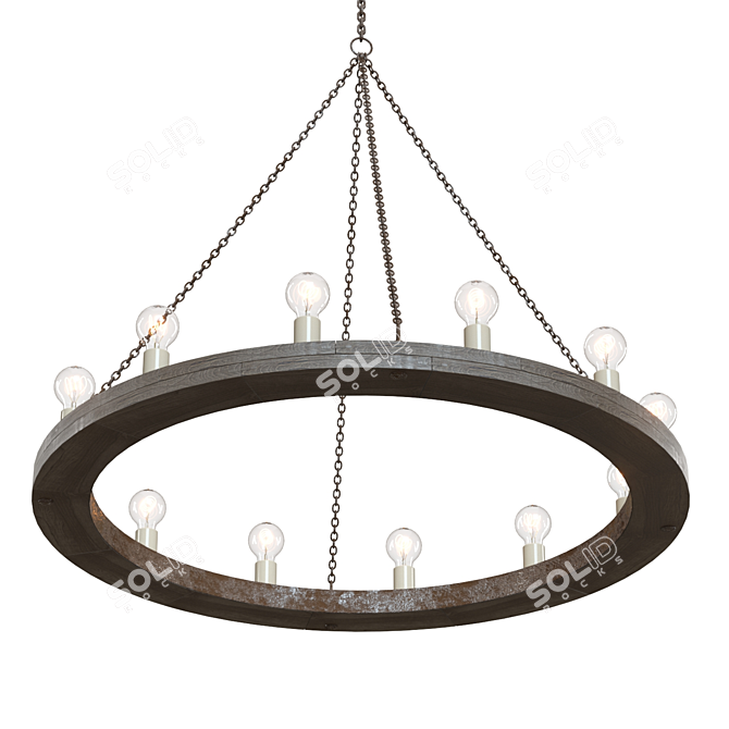 Elegant Wood Chandelier by Crate & Barrel 3D model image 4