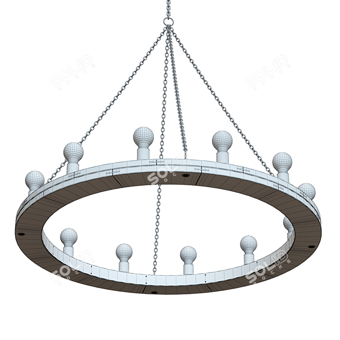 Elegant Wood Chandelier by Crate & Barrel 3D model image 5