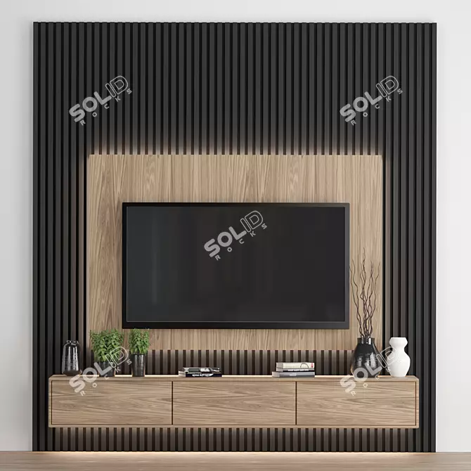 Modular TV Wall: High-Quality Render-Ready Design 3D model image 1