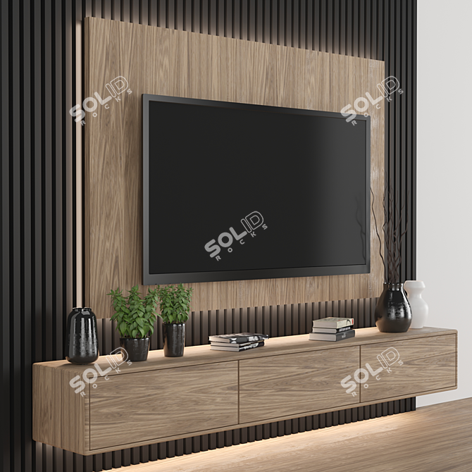 Modular TV Wall: High-Quality Render-Ready Design 3D model image 2