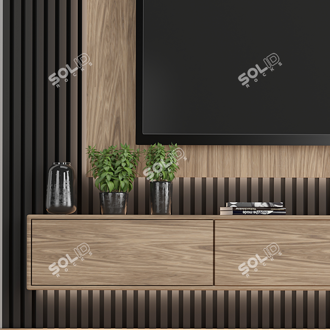 Modular TV Wall: High-Quality Render-Ready Design 3D model image 4