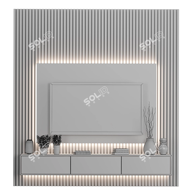 Modular TV Wall: High-Quality Render-Ready Design 3D model image 5