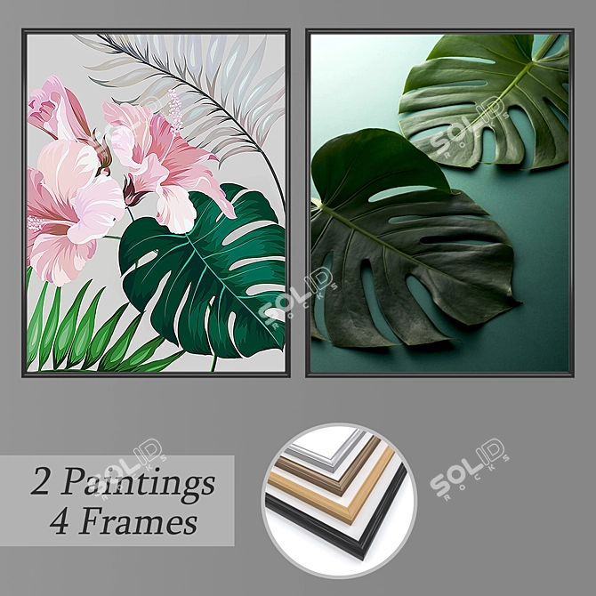 Elegant Wall Art Set No. 1790 3D model image 1