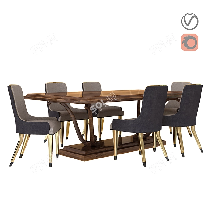 Elegant Classic Dining Chair 3D model image 1