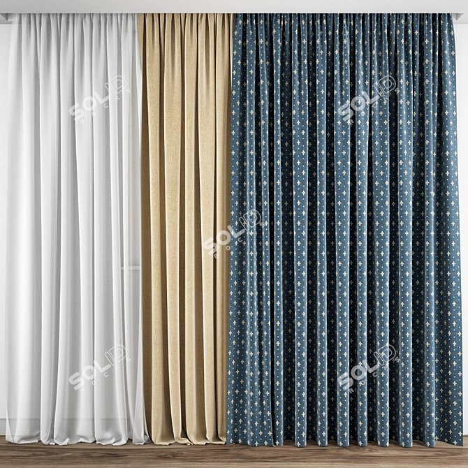Elegant Drapery: Model Curtain 110 3D model image 1