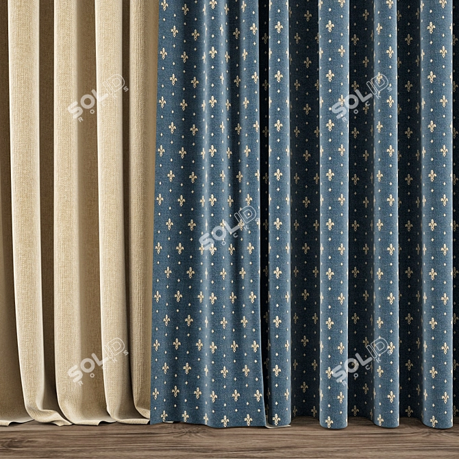 Elegant Drapery: Model Curtain 110 3D model image 2