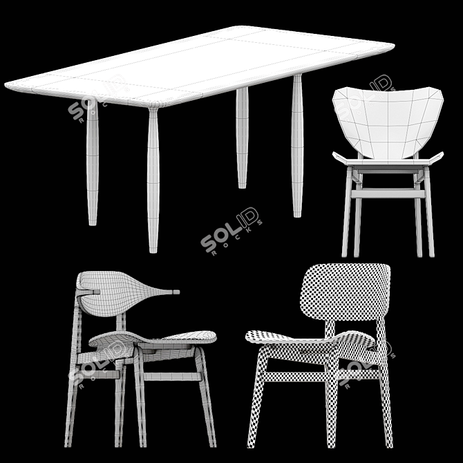 NORR11 Dining Set: OKU Table with Buffalo, Elefant, and NY11 Chairs 3D model image 4