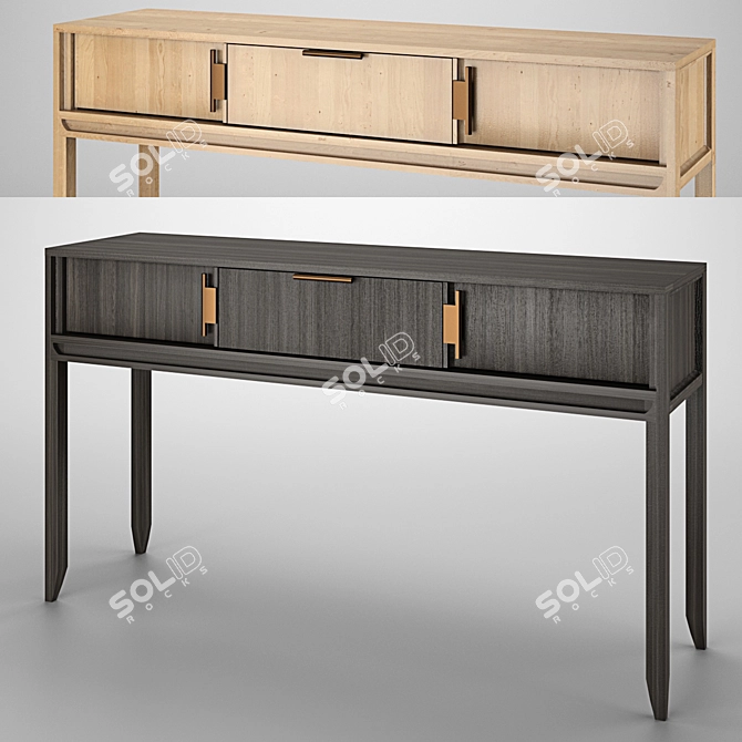 Elegant City Console: Dark & Light Oak 3D model image 1