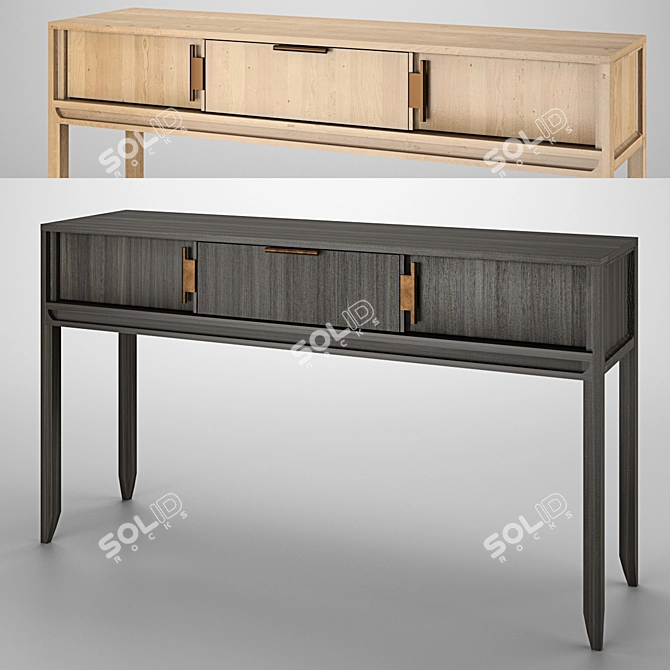 Elegant City Console: Dark & Light Oak 3D model image 3