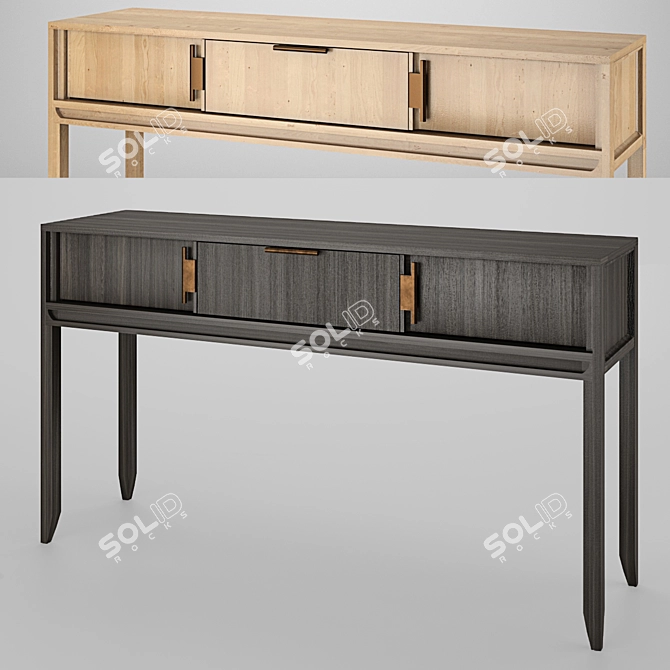 Elegant City Console: Dark & Light Oak 3D model image 7