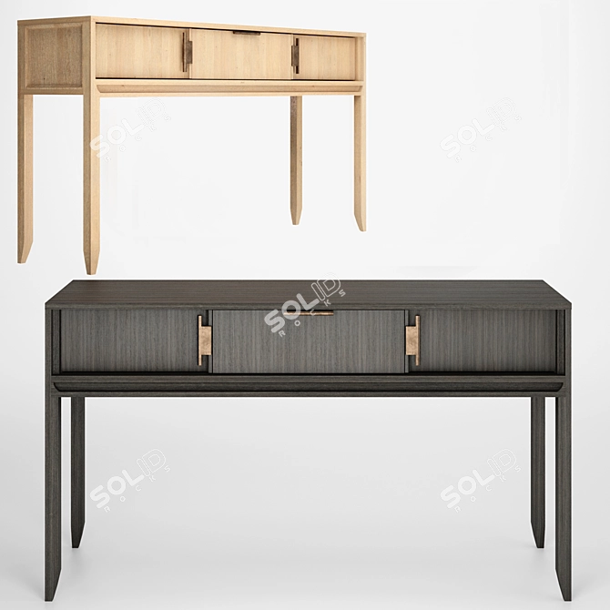 Elegant City Console: Dark & Light Oak 3D model image 10