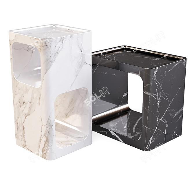 Eichholtz Adler and Vesuvio: Marble Side Tables 3D model image 2