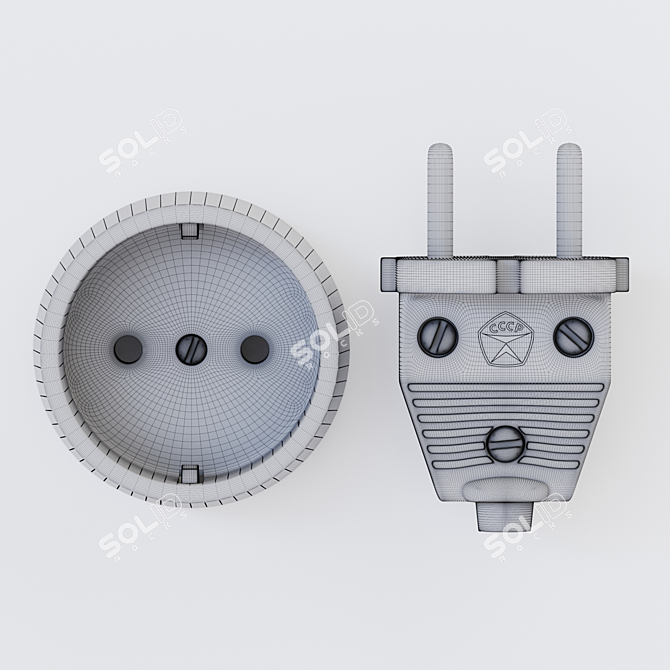 Vintage USSR Electric Plug 3D model image 4