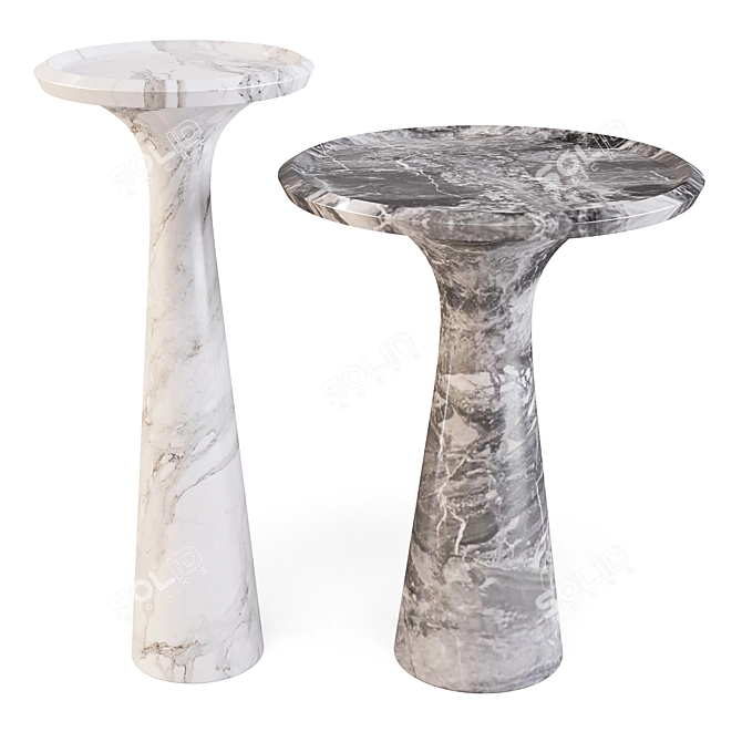 Eichholtz Pompano: Carrara Marble Side Tables 3D model image 2