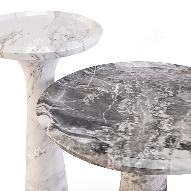 Eichholtz Pompano: Carrara Marble Side Tables 3D model image 3