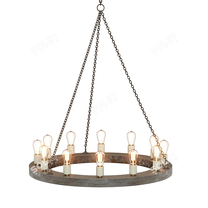 Crate & Barrel Geoffrey 36" Wood Chandelier 3D model image 1