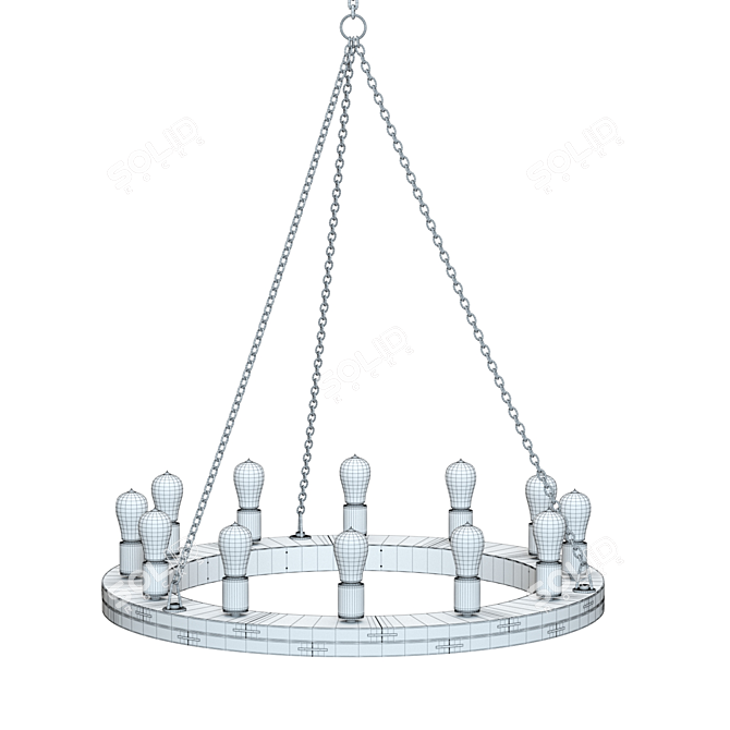 Crate & Barrel Geoffrey 36" Wood Chandelier 3D model image 2