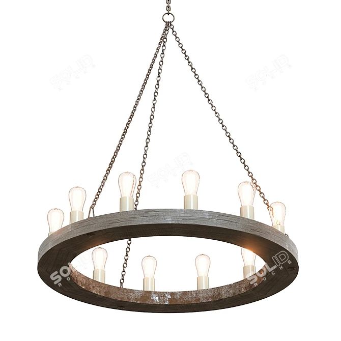 Crate & Barrel Geoffrey 36" Wood Chandelier 3D model image 3