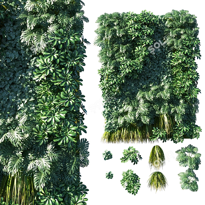 Modern Green Wall: Vertical Garden 3D model image 1