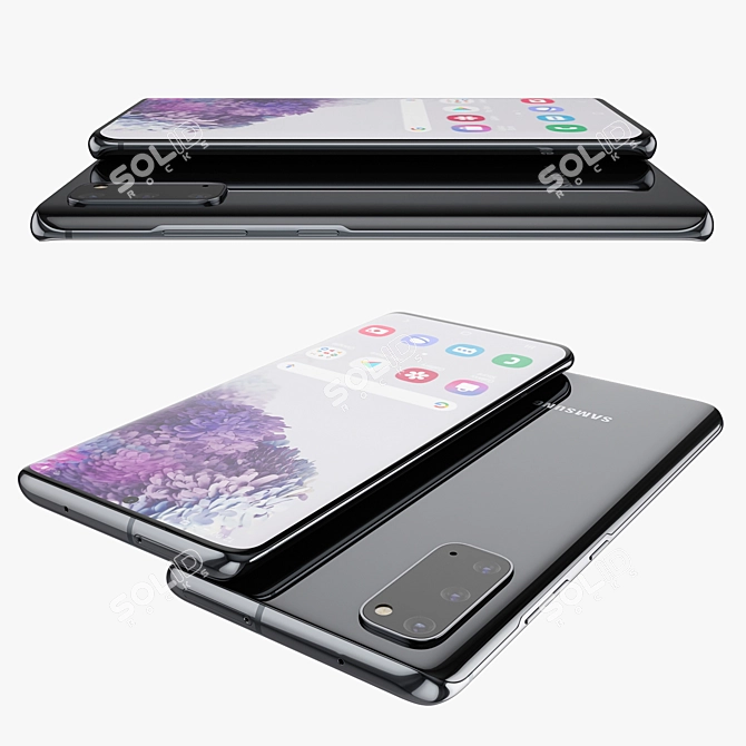 Samsung Galaxy 20: Sleek Cosmic Black 3D model image 3