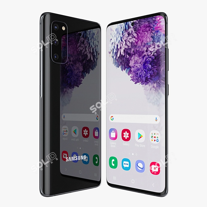 Samsung Galaxy 20: Sleek Cosmic Black 3D model image 4