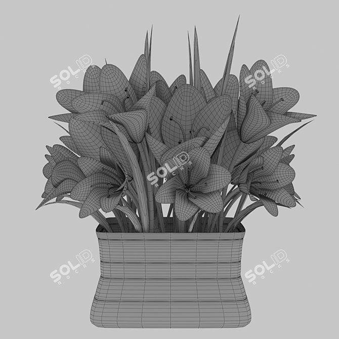 Spring Splendor: Crocus Bouquet in Vase 3D model image 2