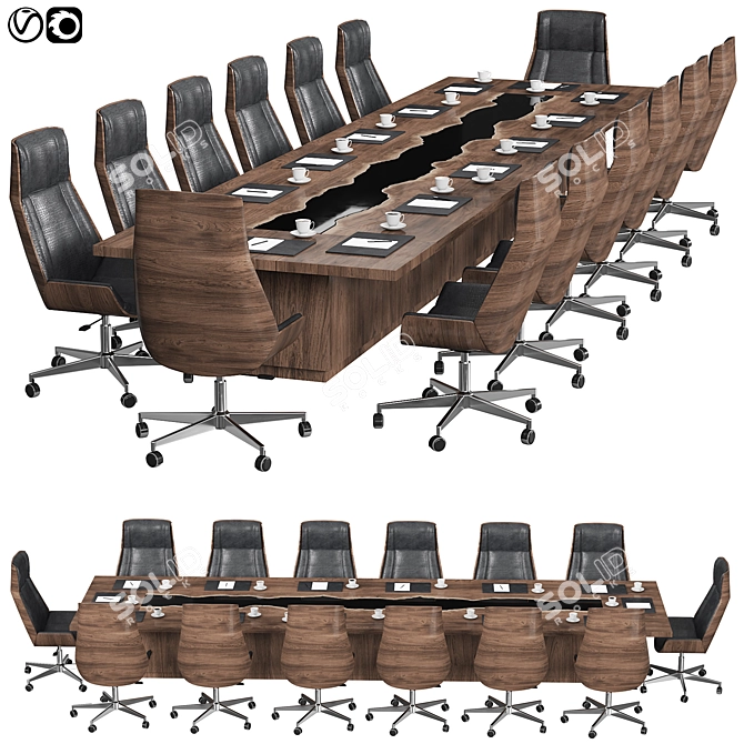 Elegant Modern Conference Table 3D model image 1