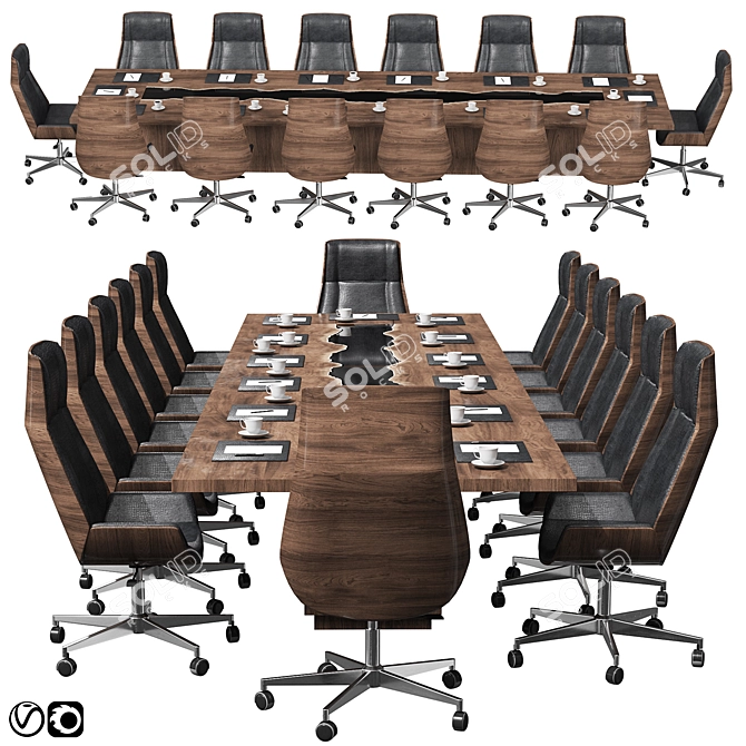 Elegant Modern Conference Table 3D model image 2