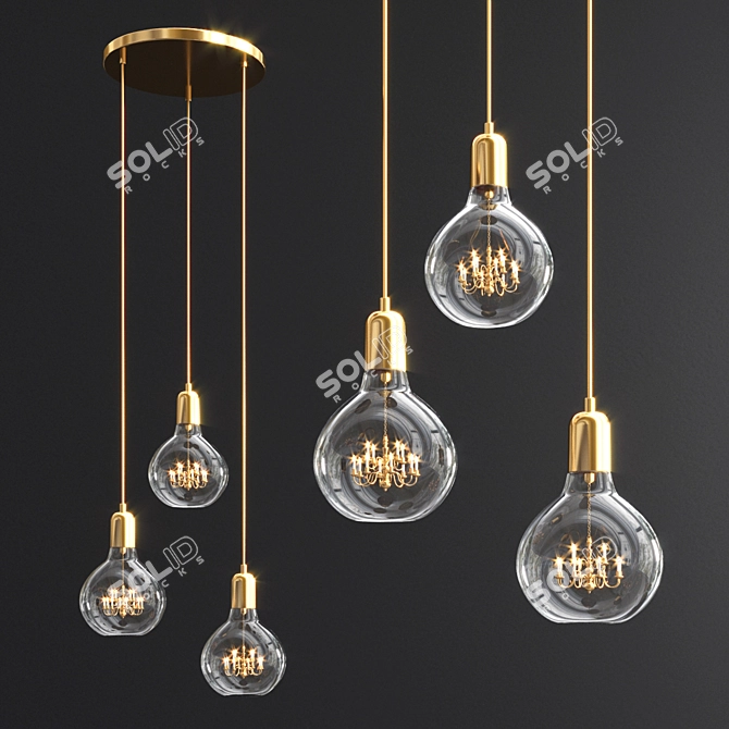 Royal Edison Trio Pendant 3D model image 2