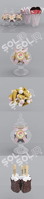 Sweet Delights: Candy Jars & Meringues 3D model image 6