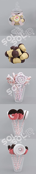 Sweet Delights: Candy Jars & Meringues 3D model image 7