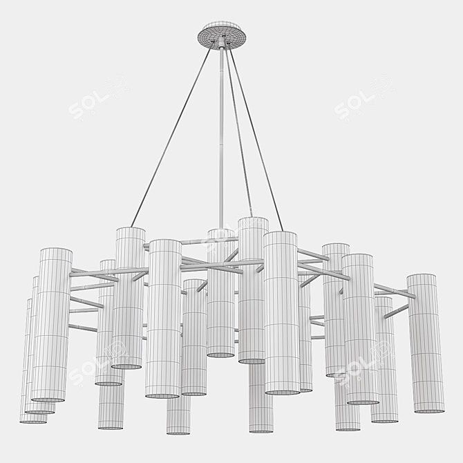 Midcentury Chandelier w/ IKE Tunnel Shades 3D model image 2