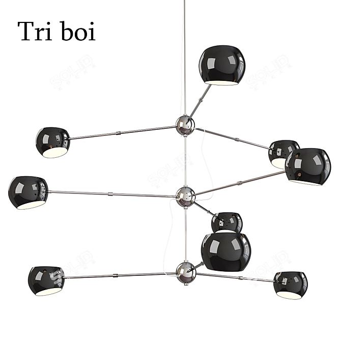 Sculptural Elegance: Tri Boi Chandelier 3D model image 1