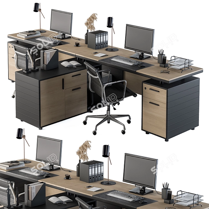 Executive Office Set - Complete Workstation 3D model image 1