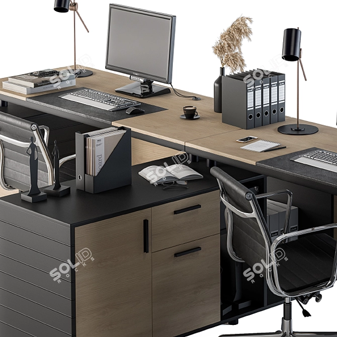 Executive Office Set - Complete Workstation 3D model image 4