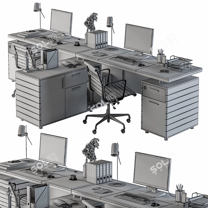 Executive Office Set - Complete Workstation 3D model image 5