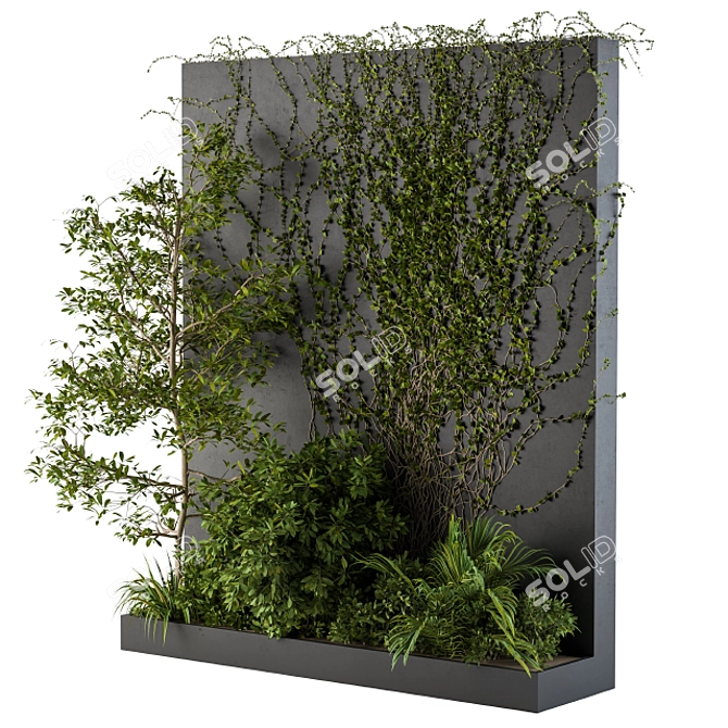 Verdant Oasis: Outdoor Ivy Green Wall 3D model image 1